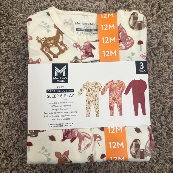 Member's Mark Other - Member's Mark Organic Cotton Kids Pajama Set - White and Brown